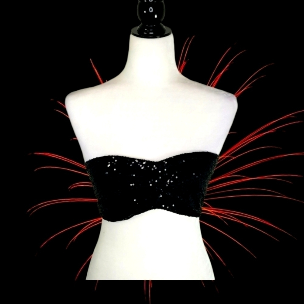 Top Secret Sequin Bandeau Black Size L